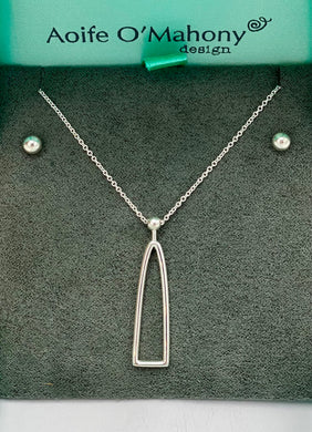 Silver Beacon Necklace & Earring Set